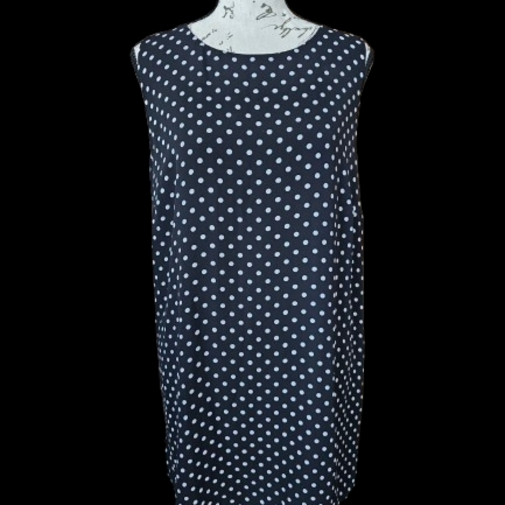 Chico's Black Tunic Tank Top with White Polka Dots Sz 2 12-14 - Picture 5 of 11